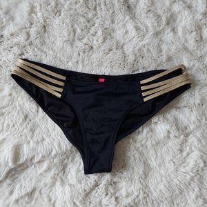 Victoria's Secret Strappy Cheeky Bottom - Black & Gold